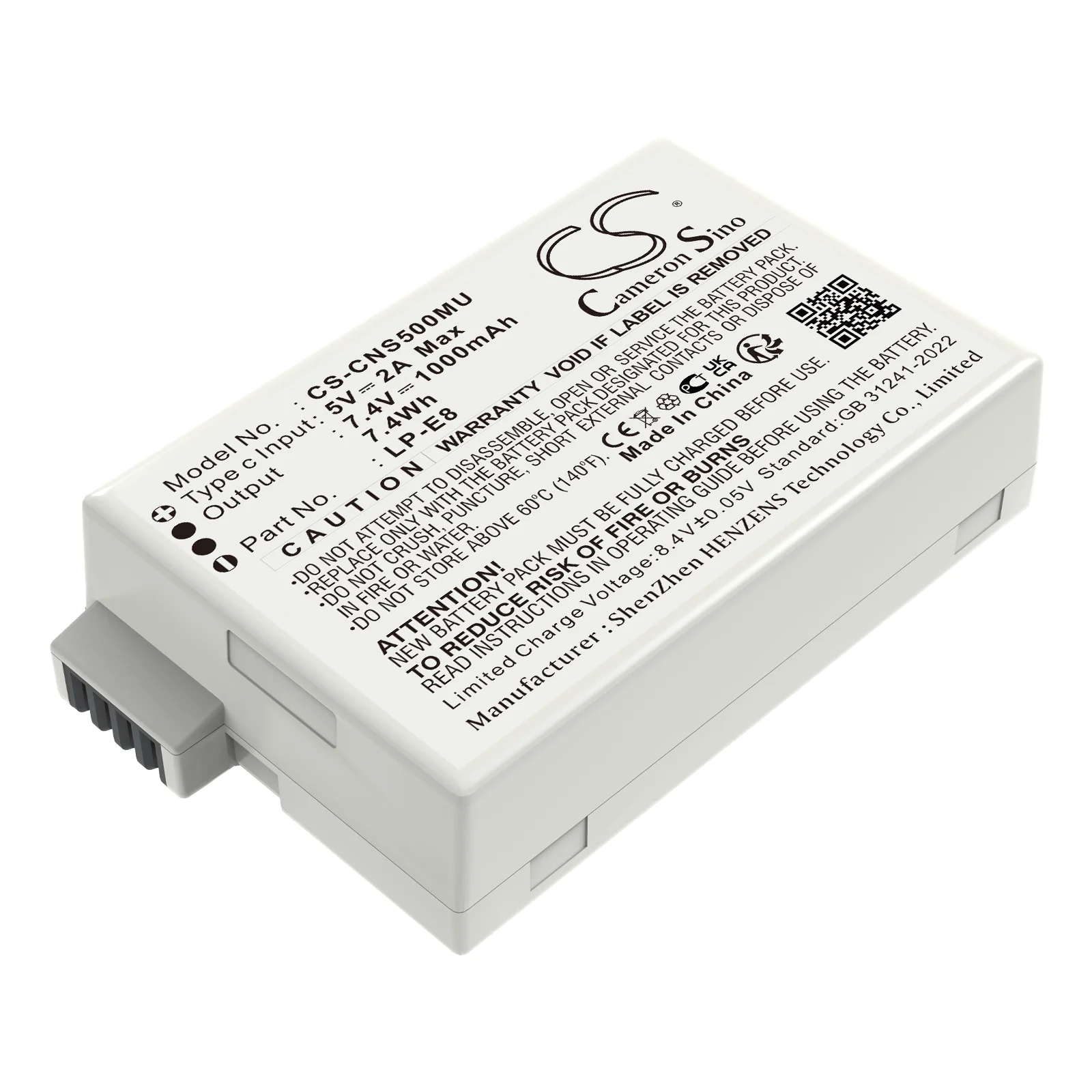 Canon EF-S,EOS 550D,EOS 600D,EOS 650D,EOS 700D,EOS Kiss X4,EOS Kiss X5,EOS Kiss X6i,EOS Rebel T2i,EOS Rebel T3i,EOS Rebel T Camera Replacement Battery - view 1