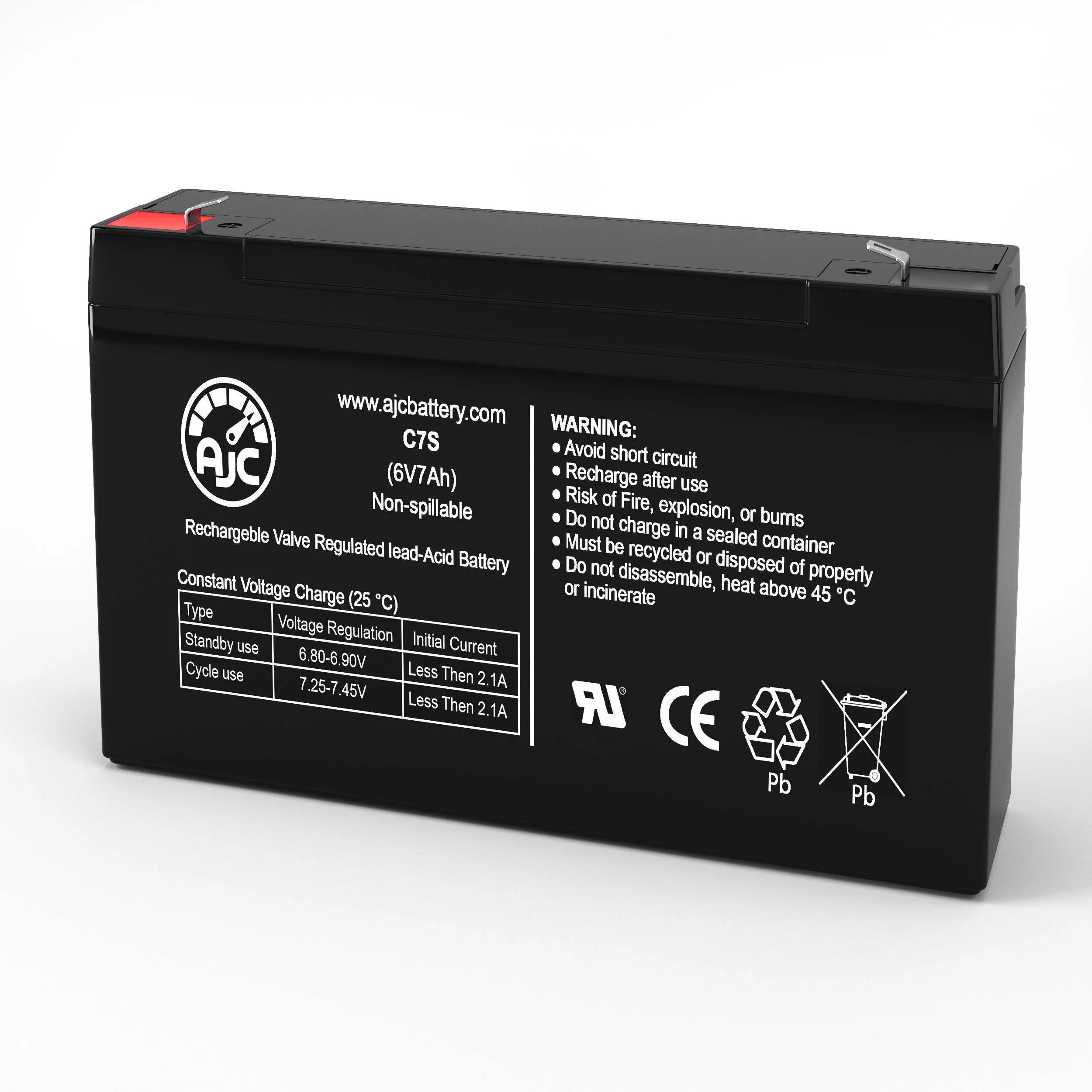 AJC Battery Compatible with Sonnenschein 6V5 6V 7Ah Emergency Light Battery - view 1
