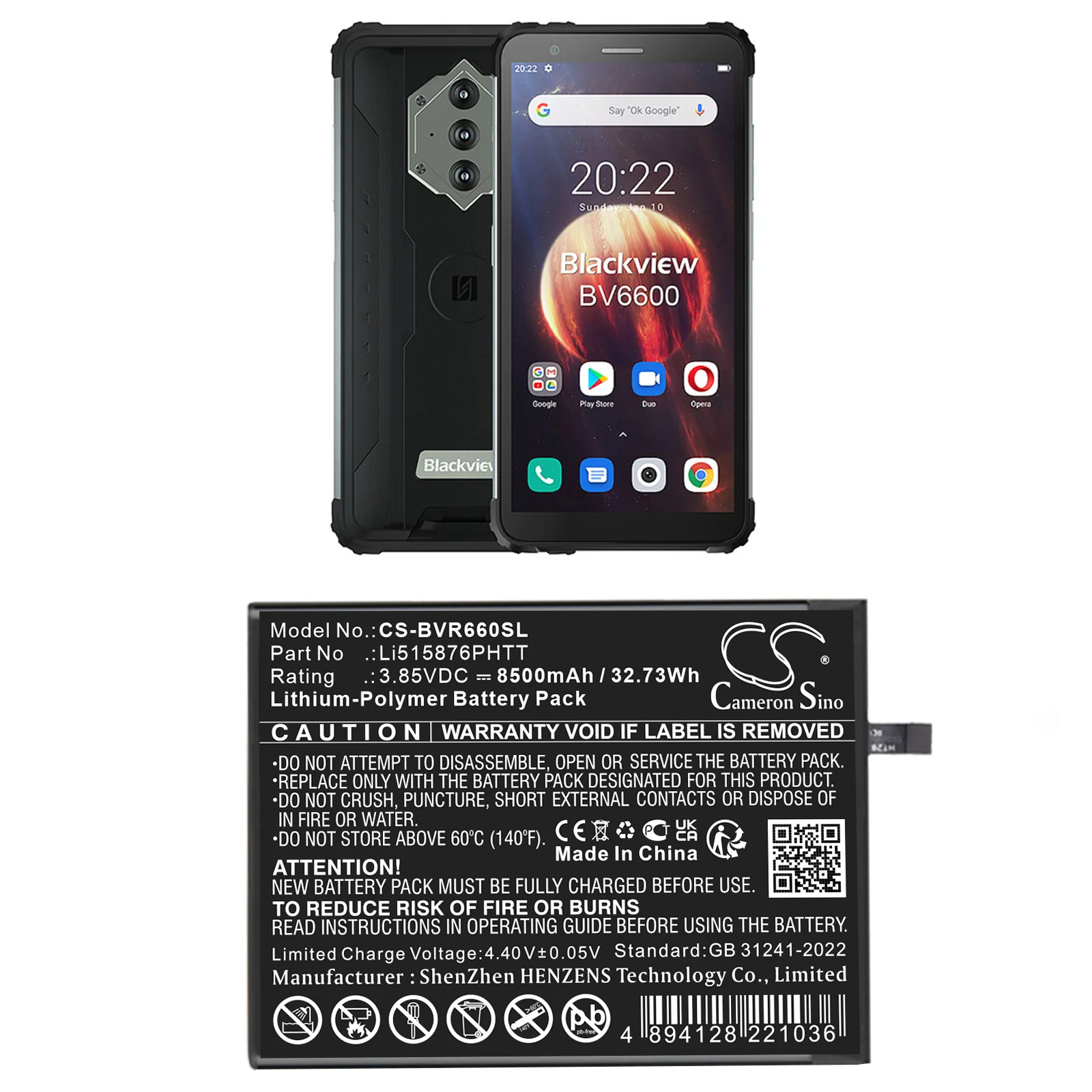 BlackView BV6600 Mobile Phone Replacement Battery - view 1