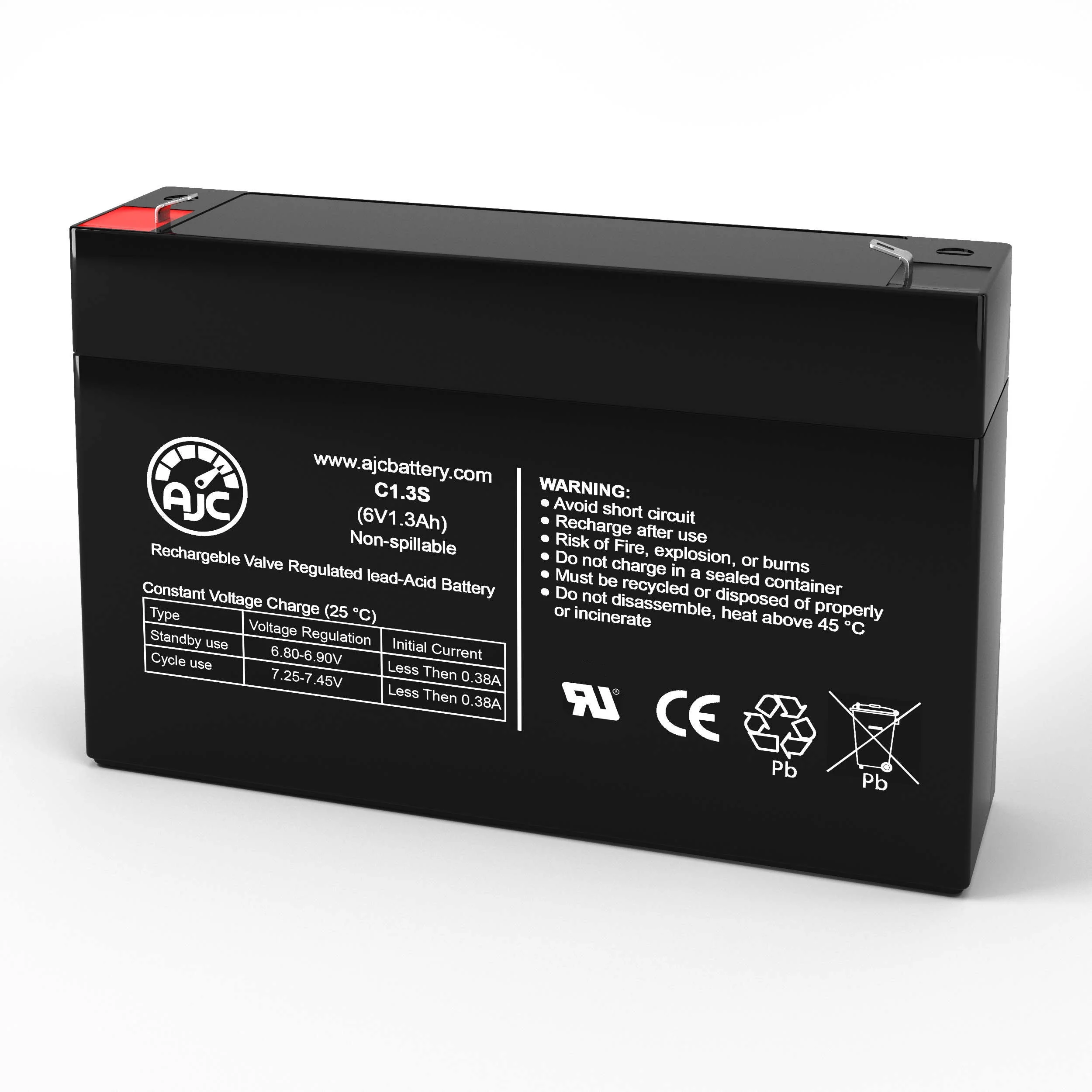 AJC Battery Compatible with Detex EA2500S 6V 1.3Ah Emergency Light Battery - view 1
