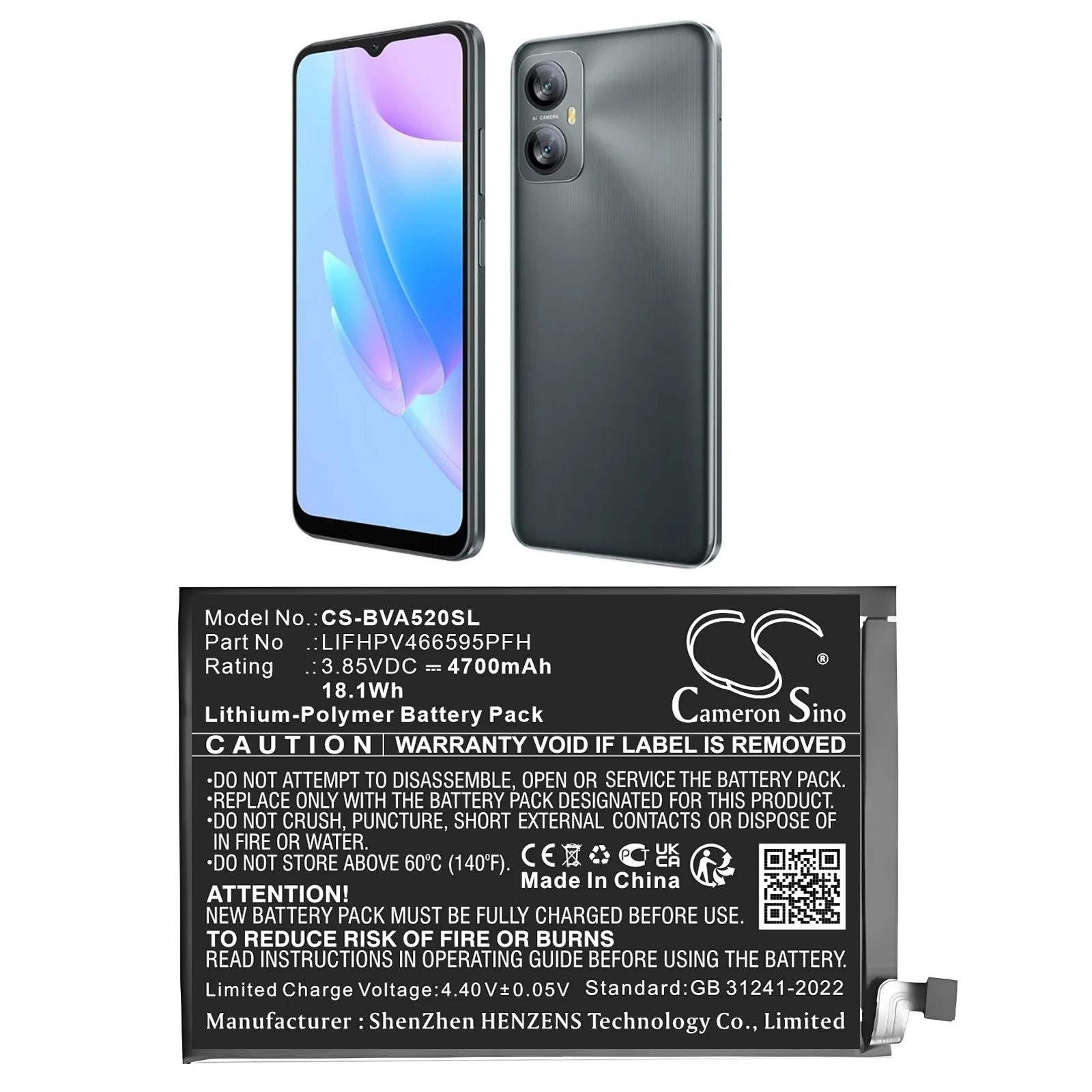 BlackView A52 Mobile Phone Replacement Battery - view 1