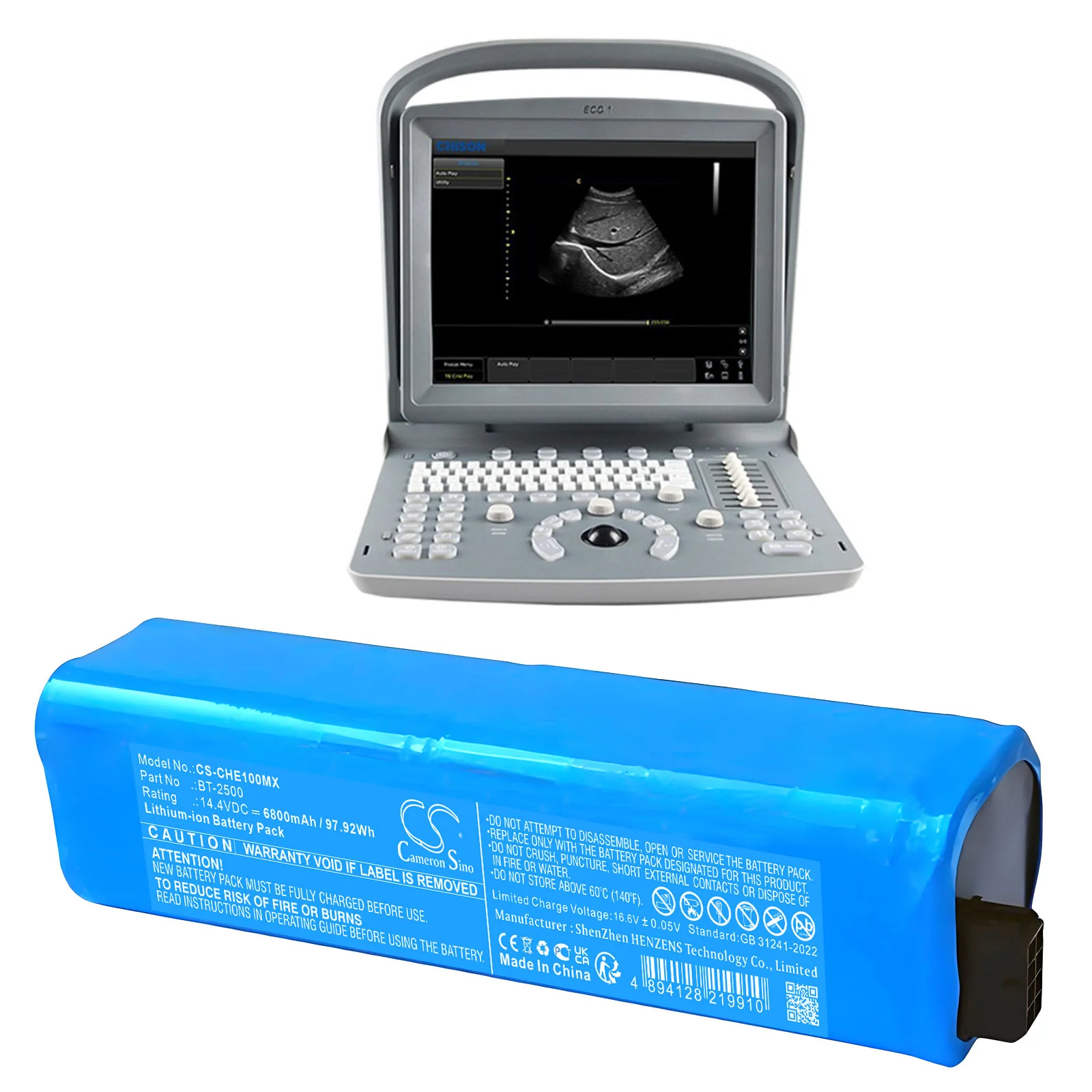 Chison ECO 1,ECO 1 Portable Ultrasound,ECO 2,ECO 2 Portable Ultrasound,ECO 3,ECO 3 Portable Ultrasound,ECO 5,ECO 5 Portabl Medical Replacement Battery - view 1