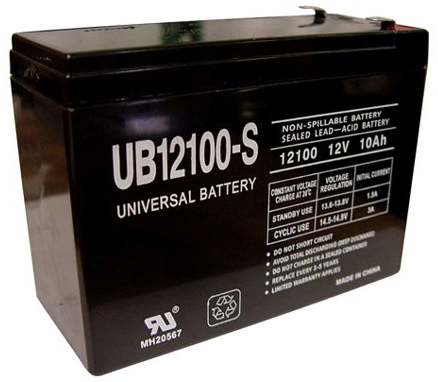 UPG Battery Compatible with Duracell Ultra SLAA12-10F2 12V 10Ah Sealed Lead Acid Battery - view 1
