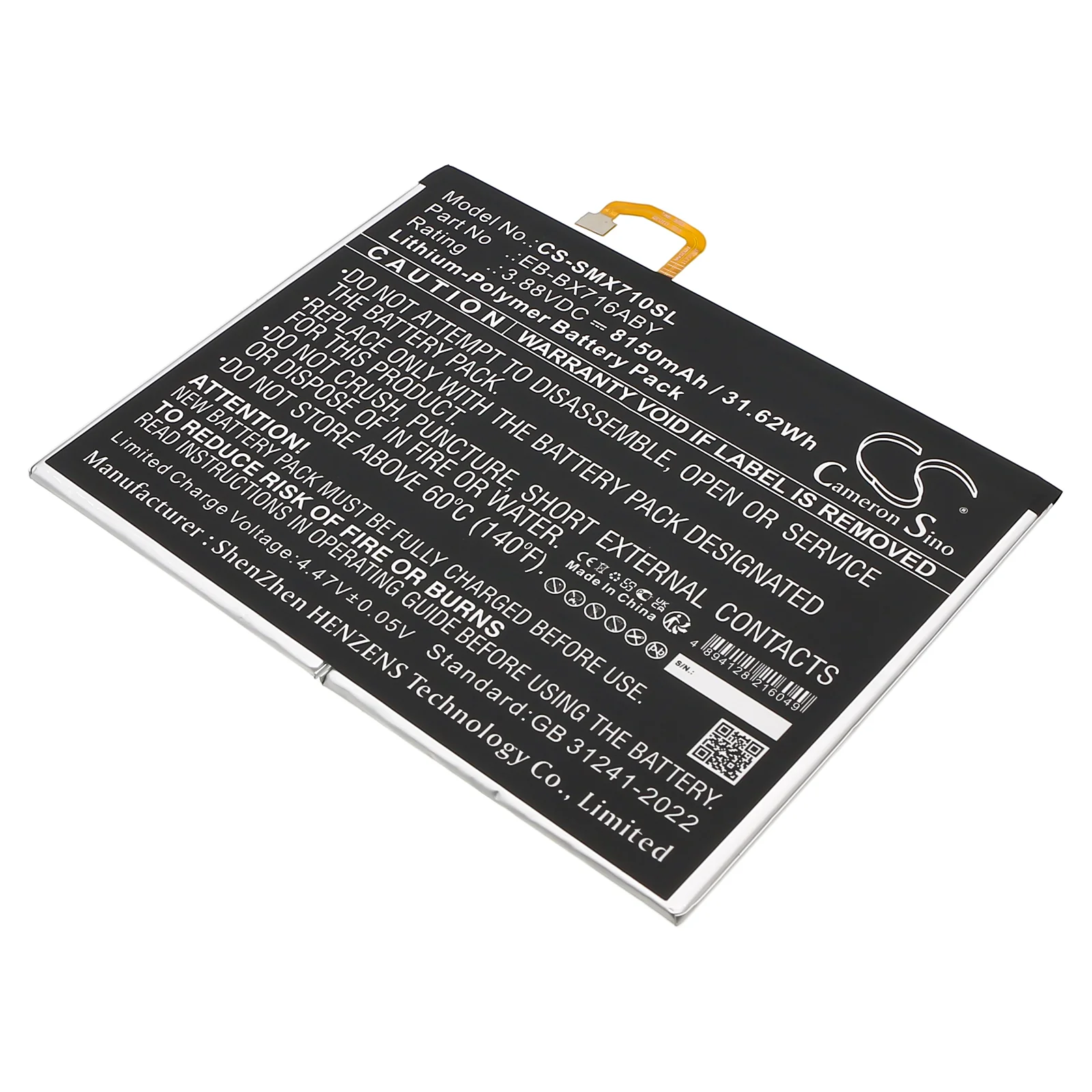 Samsung Galaxy Tab S9,SM-X710,SM-X710N,SM-X716,SM-X716B,SM-X716N Tablet Replacement Battery - view 1