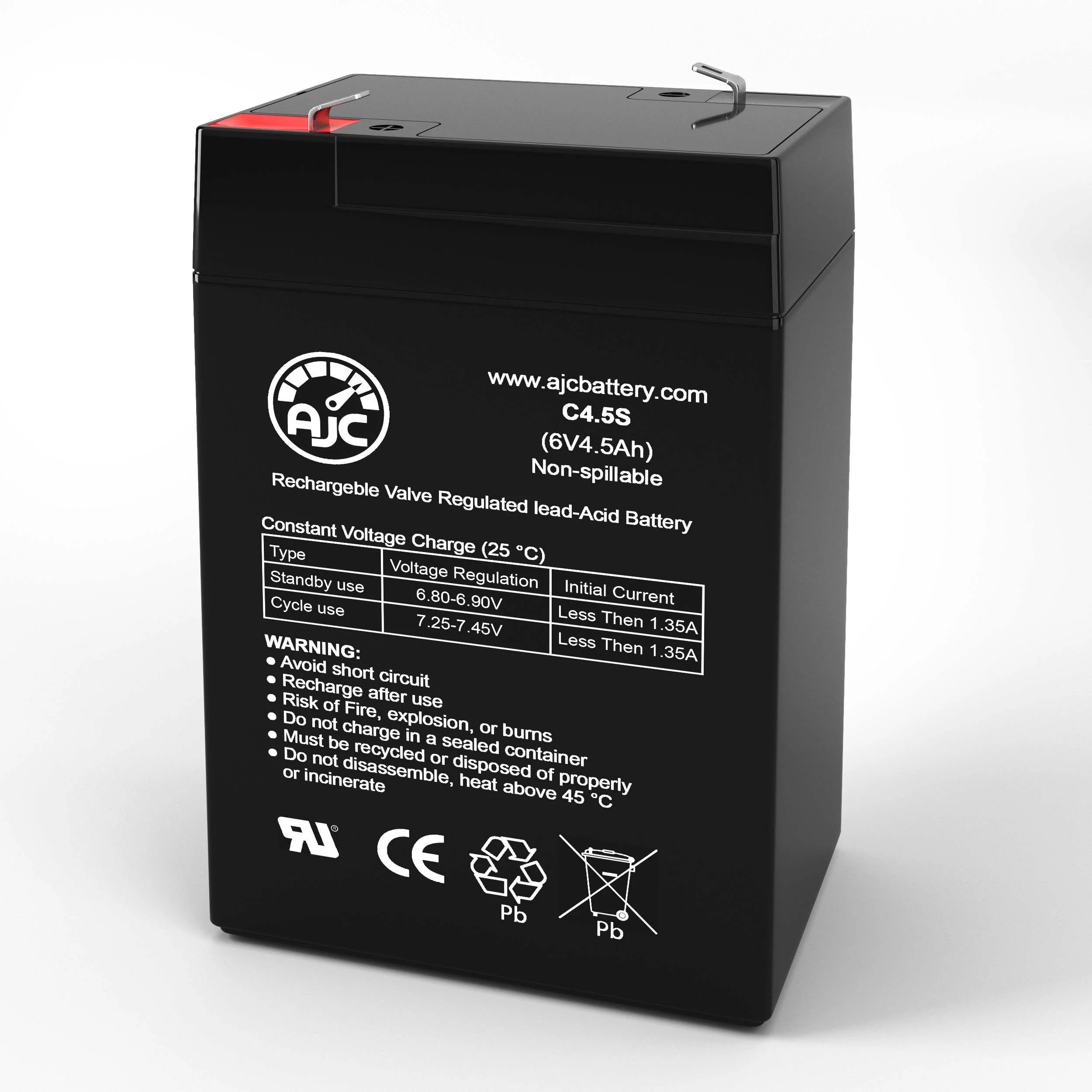 AJC Battery Compatible with Edwards 1637 6V 4.5Ah Emergency Light Battery - view 1